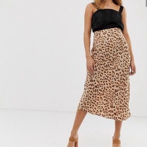 Free People animal print midi skirt